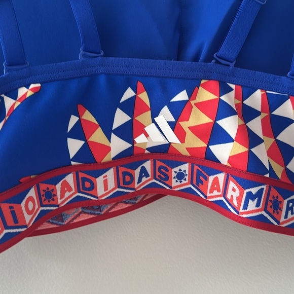 adidas x FARM Rio NWT Medium-Support Bra 
Blue Sz 4X Activewear Colorful Sporty - Picture 7 of 14